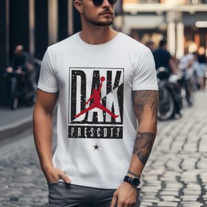 Dak Prescott Jordan Dallas Cowboys White Cut Box T shirt 1 w1