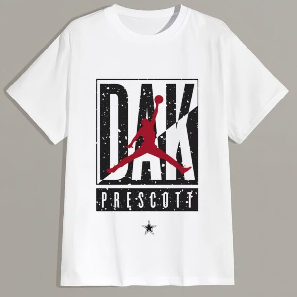 Dak Prescott Jordan Dallas Cowboys White Cut Box T shirt 3 w3
