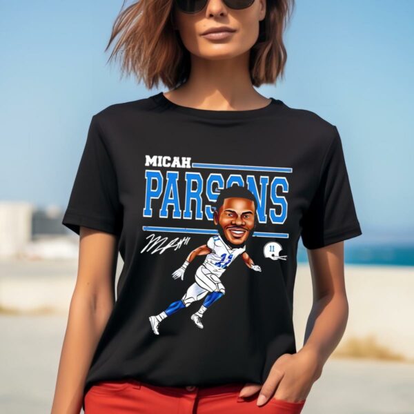 Dallas Football 11 Micah Parsons Cartoon Signature NFL T shirt 2 b2