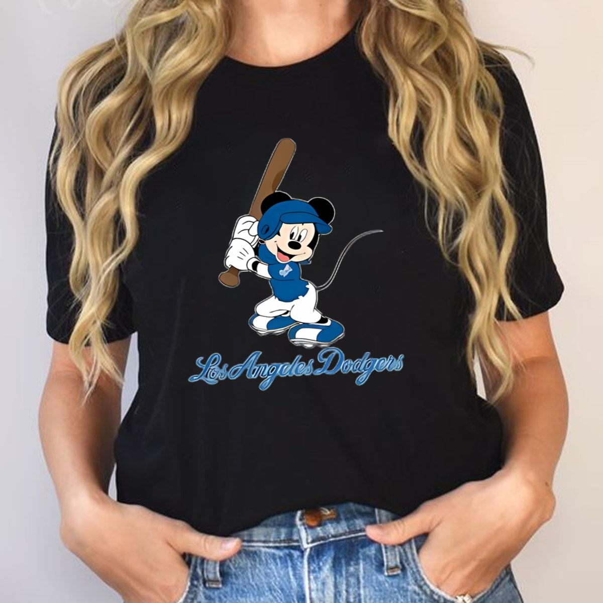 MLB Baseball Los Angeles Dodgers Cheerful Mickey Mouse Shirt 2 2