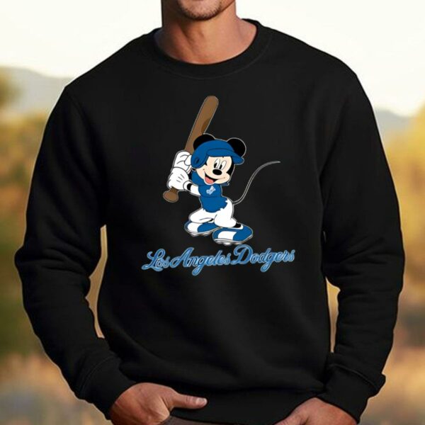 MLB Baseball Los Angeles Dodgers Cheerful Mickey Mouse Shirt 3 3