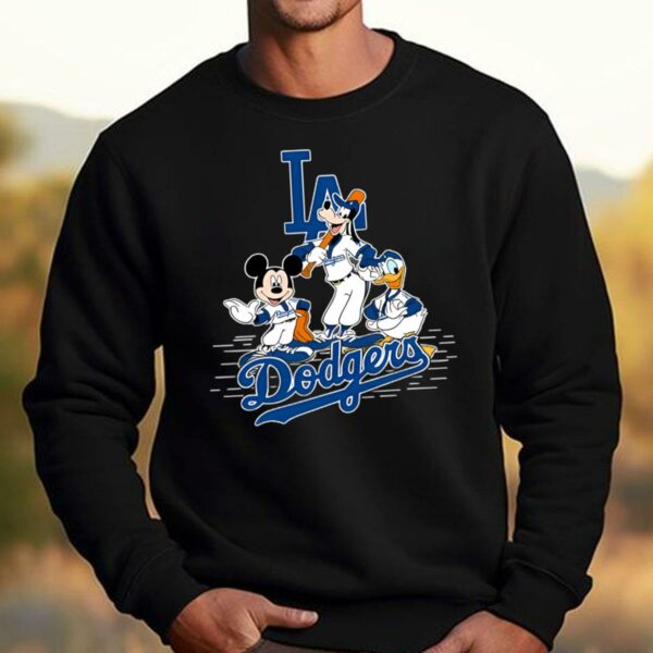 MLB Los Angeles Dodgers Mickey Mouse Donald Duck Goofy Baseball T shirt 3 3