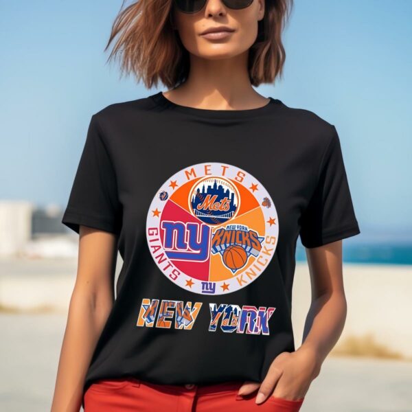 New York Mets New York Knicks New York Giants New York City Logo Shirt 2 b2