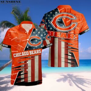 American Flag Chicago Bears Hawaiian Shirt 1 hawaiian