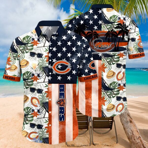 American Flag Flower Summer Chicago Bears Hawaiian Shirt 1 hawaiian shirt