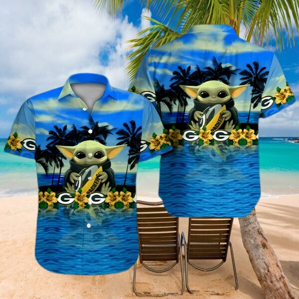 Baby Yoda Hug Green Bay Packers Hawaiian Shirt 1 hawaiian shirt