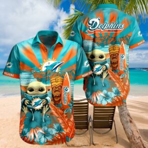 Baby Yoda NFL Miami Dolphins Hawaiian Shirt 1 hawaiian shirt