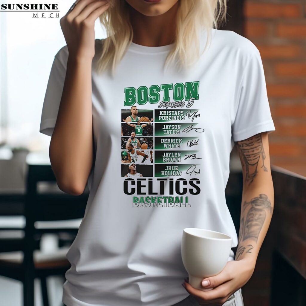 Boston Starting 5 Basketball Signatures Celtics Shirt 2 women shirt