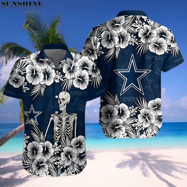 Dallas Cowboys Skeleton Flower 3D Hawaiian Shirt 1 hawaiian