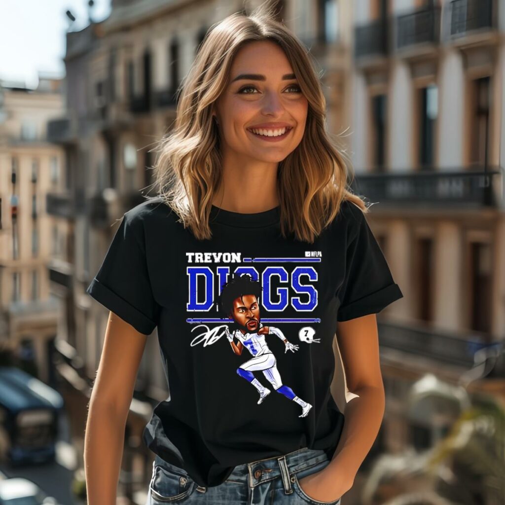 Dallas Cowboys Trevon Diggs Cartoon Signature T-shirt - mechsunshine