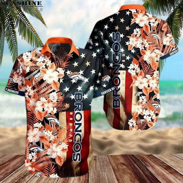 Denver Broncos US Flag Aloha Hawaiian Shirt 2 hawaiian shirt 2