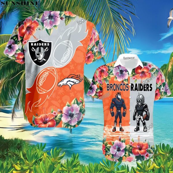 Denver Broncos Vs Las Vegas Raiders Surfboard Logo Beach Hawaiian Shirt 3 Hawaiian Shirt