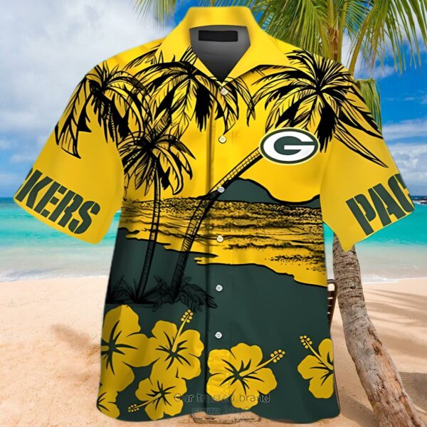 Hibiscus Yellow Green Bay Packers Hawaiian Shirt 1 hawaiian shirt