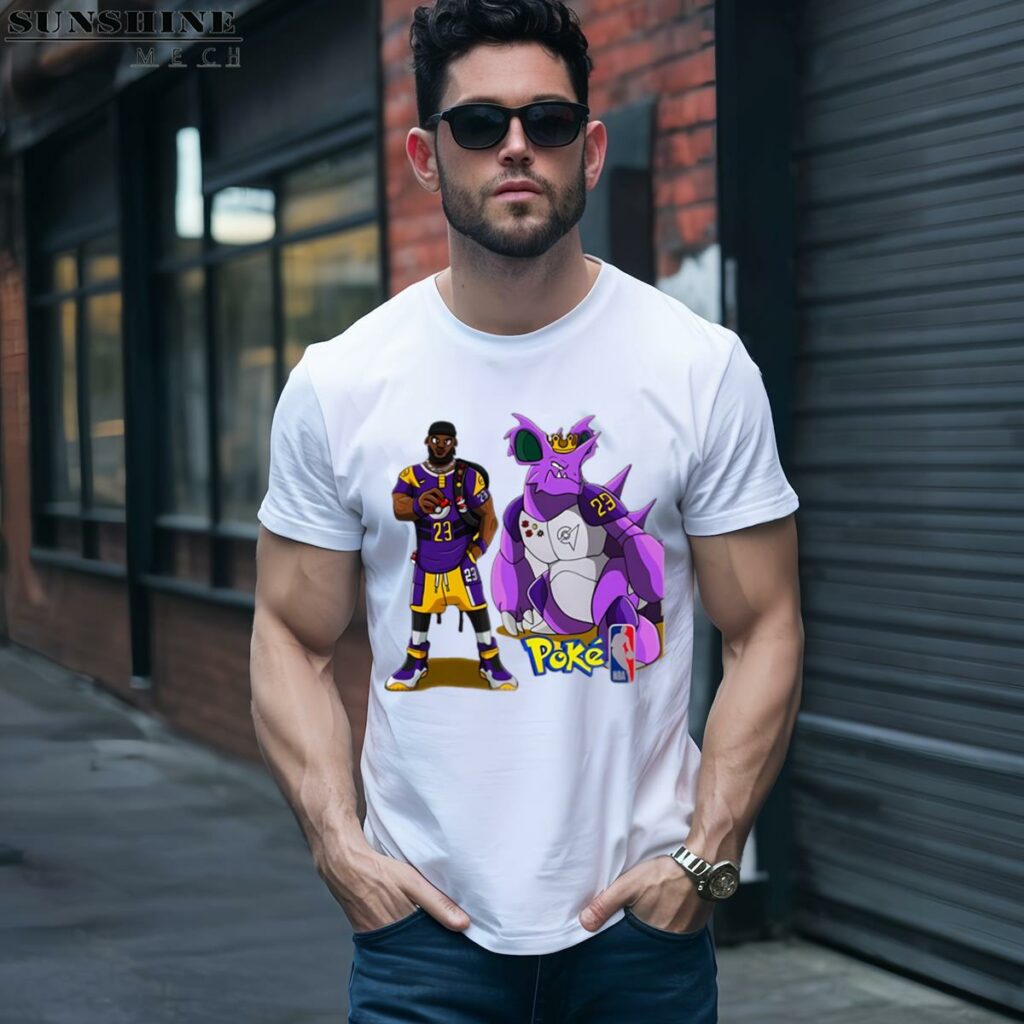 Lebron James And Nidoking Pokemon Los Angeles Lakers Shirt 1 men shirt