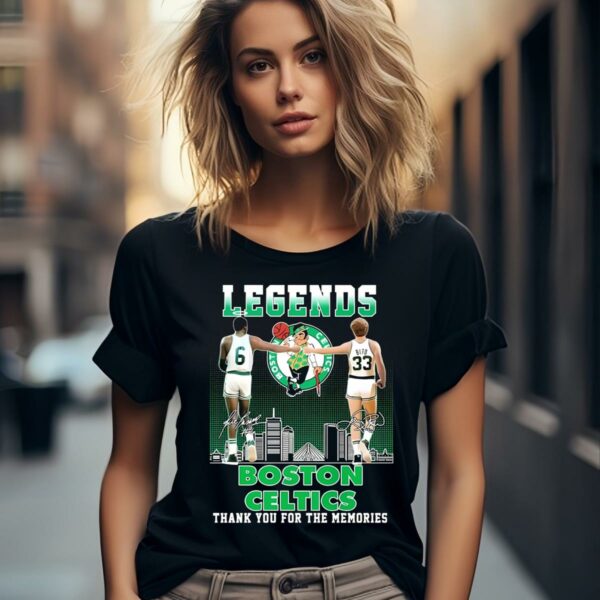 Legends Larry Bird And Bill Russell Thank You For The Memories Boston Celtics T shirt 2 women shirt