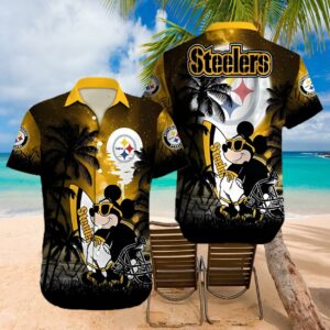 Mickey Coconut Tree NFL Pittsburgh Steelers Hawaiian Shirt 1 hawaiian shirt