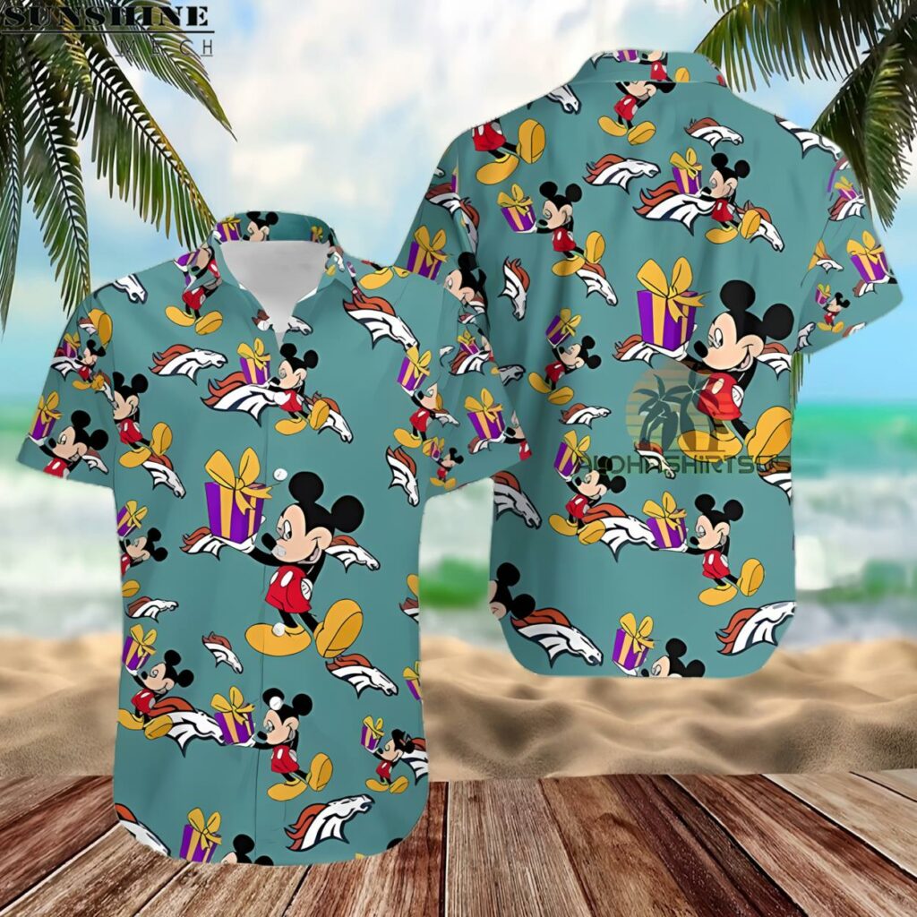 Mickey Mouse Denver Broncos Green Western Hawaiian Shirt 2 hawaiian shirt 2
