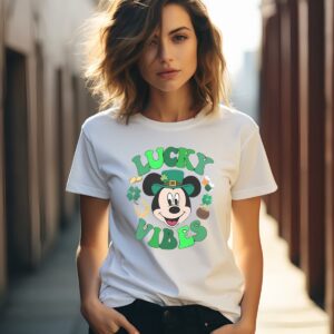 Mickey Mouse Lucky Vibes St Patricks Day Shirt 1 white shirt
