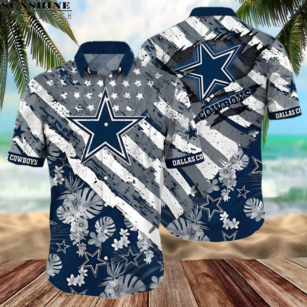 NFL Dallas Cowboys American Flag Hawaiian Shirt Football Gift 2 hawaiian shirt 2