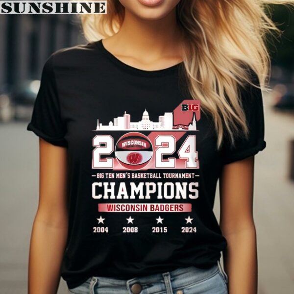 Original 2024 Big Ten Mens Basketball Tournament Champions Wisconsin Badgers Shirt 2 women shirt