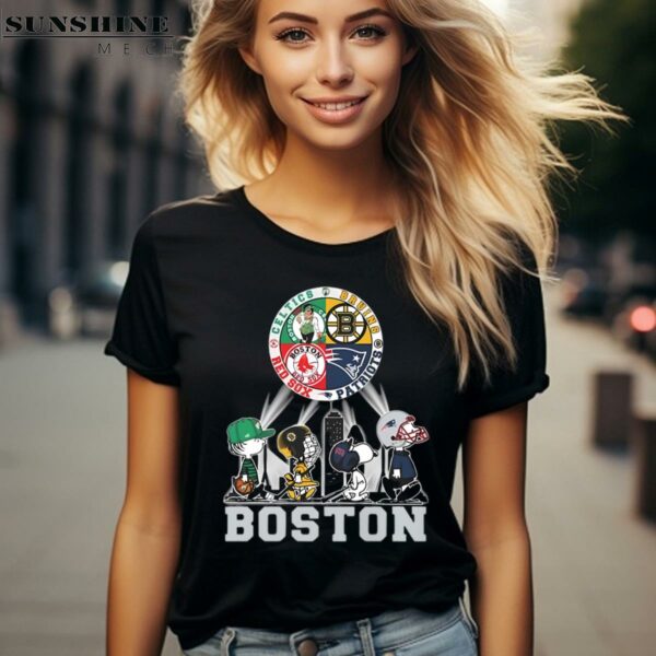 Peanuts Characters Boston Team Sports Celtics Bruins Patriots And Red Sox Shirt 2 women shirt