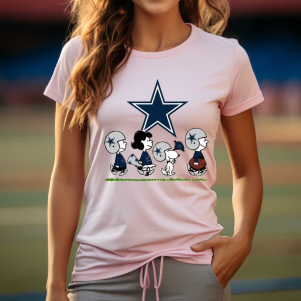Peanuts Snoopy Football Team Cheer For The Dallas Cowboys NFL T shirt 3 pink shirt