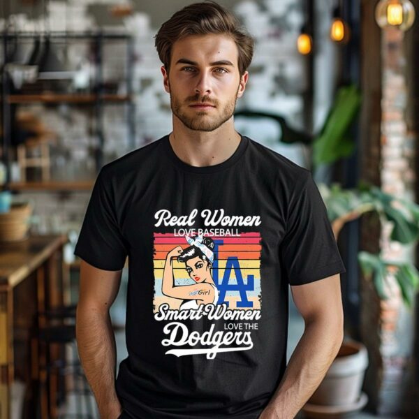 Real Women Love Baseball Smart Women Love The Dodgers Girl Vintage Shirt 1 14