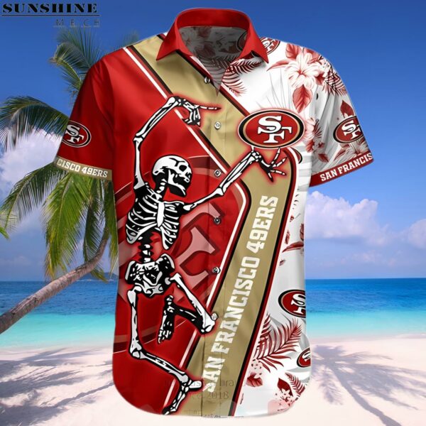 Skeleton Dancing San Francisco 49ers Hawaiian Shirt 1 hawaiian