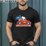Snoopy And Woodstock Driving Car Denver Broncos Shirt 1 men shirt