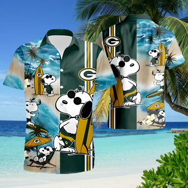 Snoopy Surfing Green Bay Packers Hawaiian Shirt NFL Gift 2 hawaiian shirt
