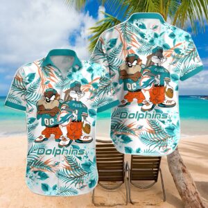 Taz And Bugs Miami Dolphins Hawaiian Shirt NFL Gift 1 hawaiian shirt