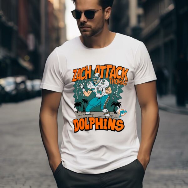 Zach Thomas Miami Dolphins Attack Dolphins Player Caricature Shirt 1 men shirt