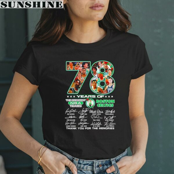 78 Years Of The Greatest Thank You For The Memories Signatures Boston Celtics Shirt 2 women shirt