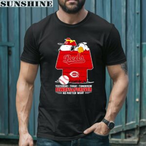 Cincinnati Reds Snoopy Woodstock Yesterday Today Tomorrow Always Forever No Matter What Shirt