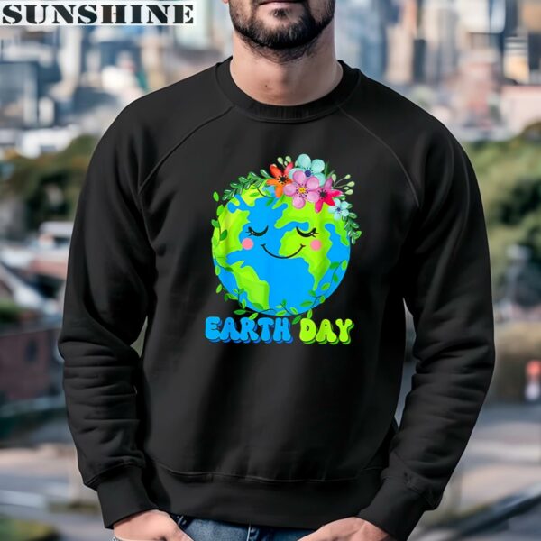 Cute Earth With Floral Happy Earth Day 2024 Shirt 3 sweatshirt