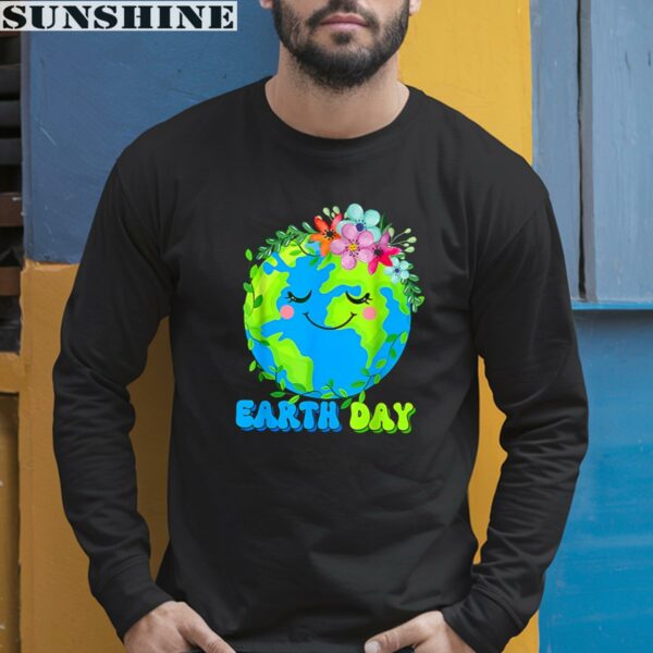 Cute Earth With Floral Happy Earth Day 2024 Shirt 5 long sleeve shirt