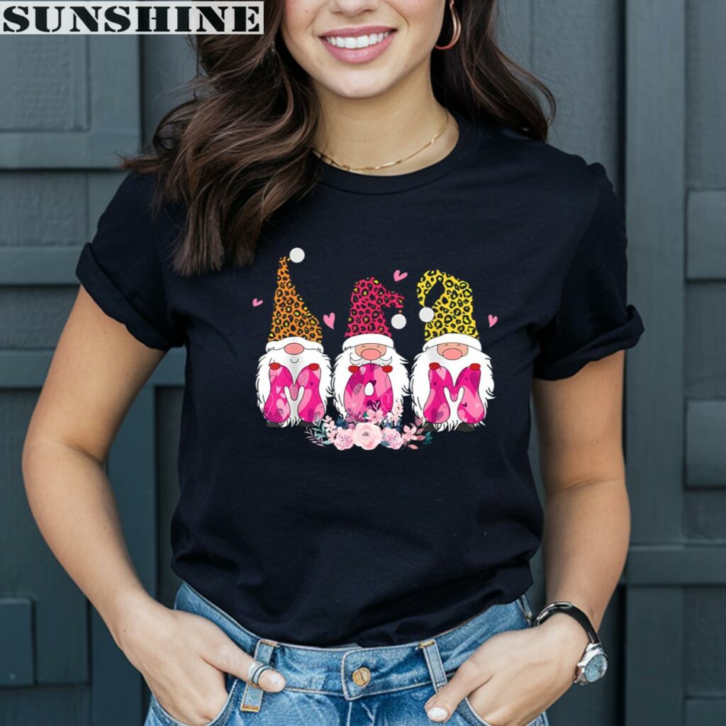 Cute Gnomes Leopard Floral For Mom Happy Mothers Day Shirt