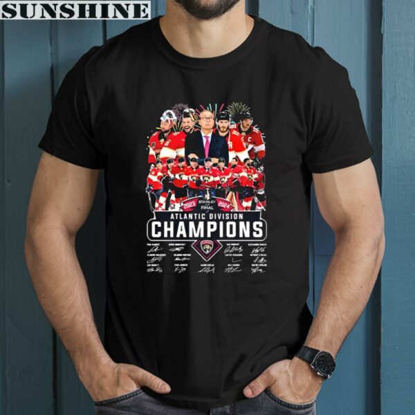 Florida Panthers 2023-2024 Stanley Cup Final Atlantic Division Champions Signatures shirt