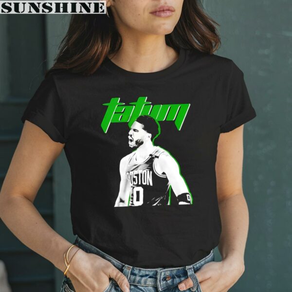 Jayson Tatum Professional Basketball Player Portrait Boston Celtics Shirt 2 women shirt