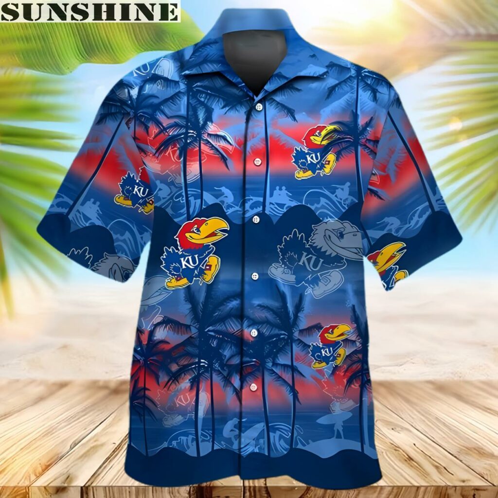 Kansas Jayhawks Tropical Hawaiian Shirt Button Up Aloha