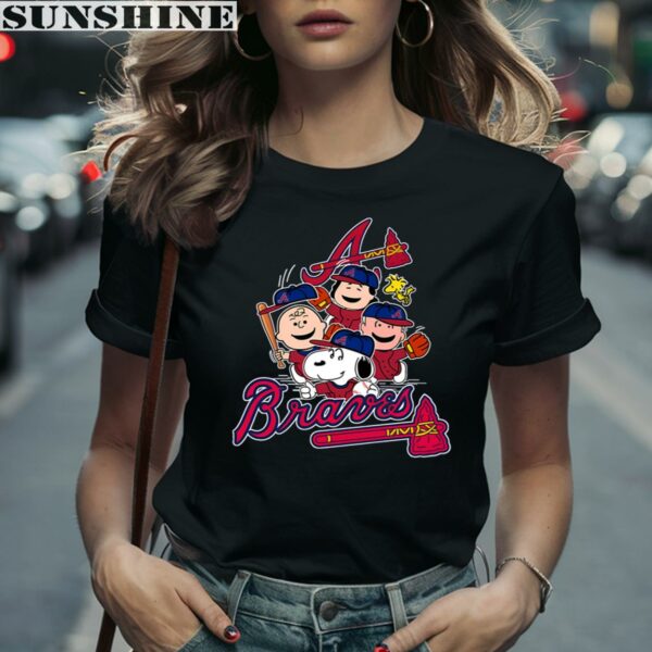 MLB Atlanta Braves Snoopy Charlie Brown Woodstock The Peanuts Baseball Shirt 2 women shirt