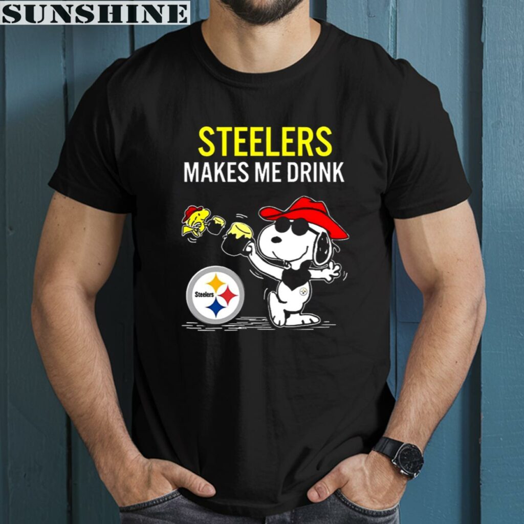 Makes Me Drink Snoopy And Woodstock Pittsburgh Steelers Shirt