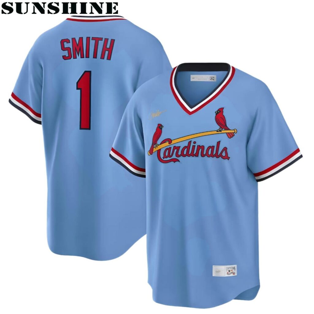 Men's Nike Ozzie Smith Light Blue St.Louis Cardinals Road Cooperstown Collection Player Jersey