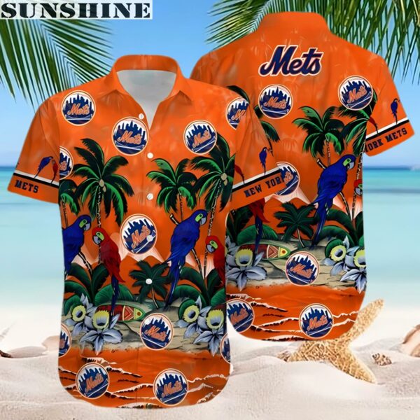 Mets Hawaiian Shirt Parrot Tropical Sea New York Mets Gift 2 hawaiian shirt