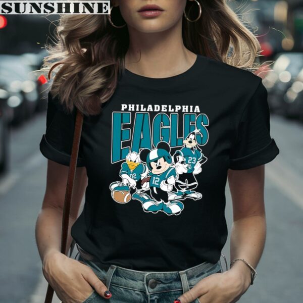 Mickey Donald Duck And Goofy Football Team 2024 Philadelphia Eagles Shirt 2 women shirt