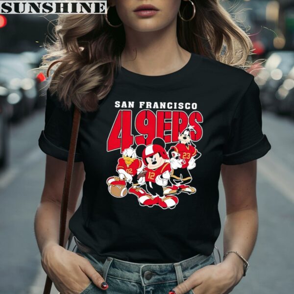 Mickey Donald Duck And Goofy Football Team San Francisco 49ers Shirt 2 women shirt