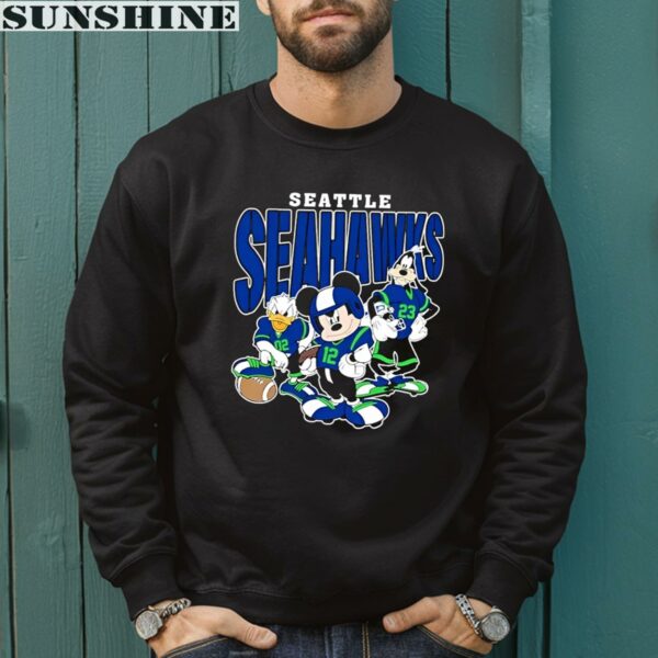 Mickey Donald Duck And Goofy Football Team Seattle Seahawks Shirt 3 sweatshirt