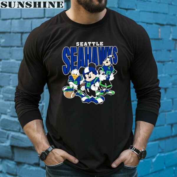 Mickey Donald Duck And Goofy Football Team Seattle Seahawks Shirt 5 long sleeve