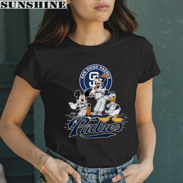 Mickey Mouse Donald Duck Goofy MLB San Diego Padres Baseball Shirt 2 women shirt