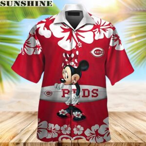 Minnie Mouse Cincinnati Reds Short Sleeve Button Up Tropical Hawaiian Shirt